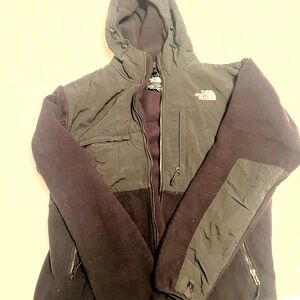 Black hooded fleece jacket